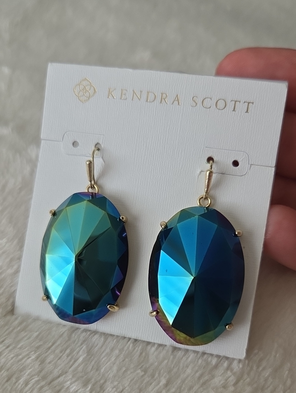 Kendra Scott Black Iridescent Mary Vintage Drop Earrings Faceted